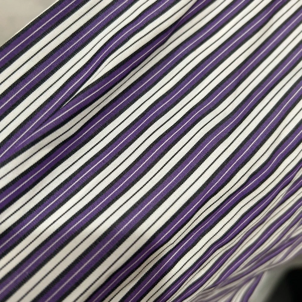 Polo by Ralph Lauren Purple and White Striped Shirt Size XL 17 Excellent Cond.